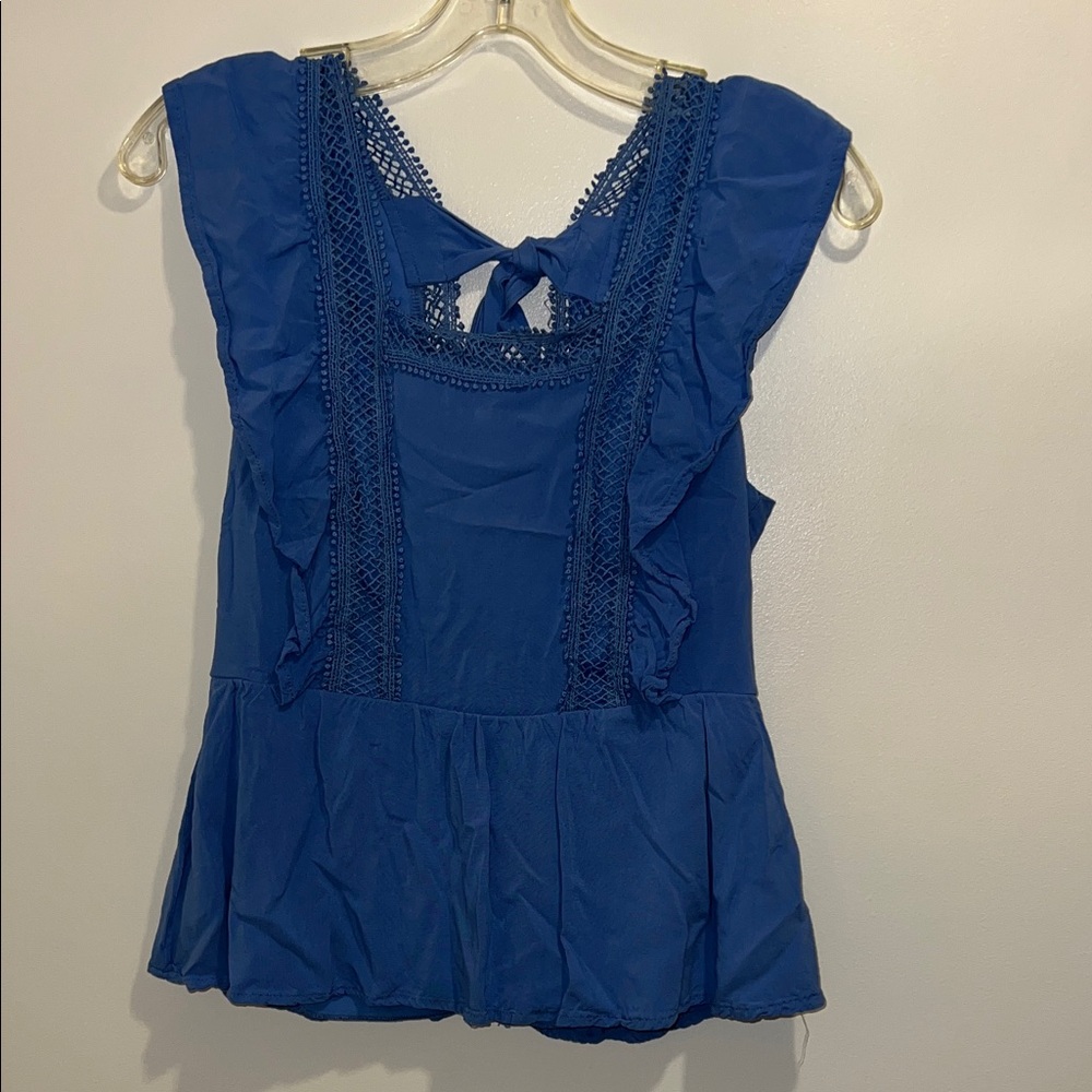 Ruffle and Lace Trim Blouse